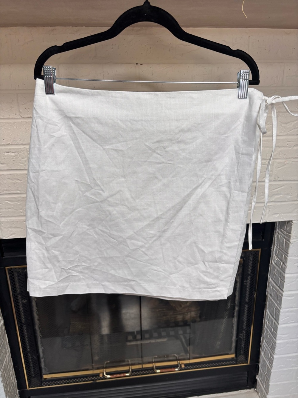 a new day White Side Tie Linen-Blend Mini Skirt